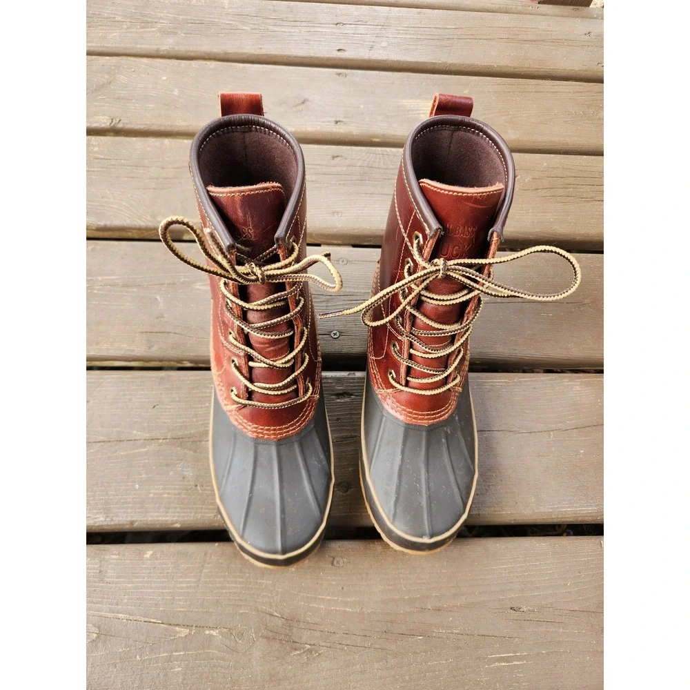 G.H. Bass Duclair Duck Boot Brown Leather Rubber Waterproof‎ Lace Up Women's 8M